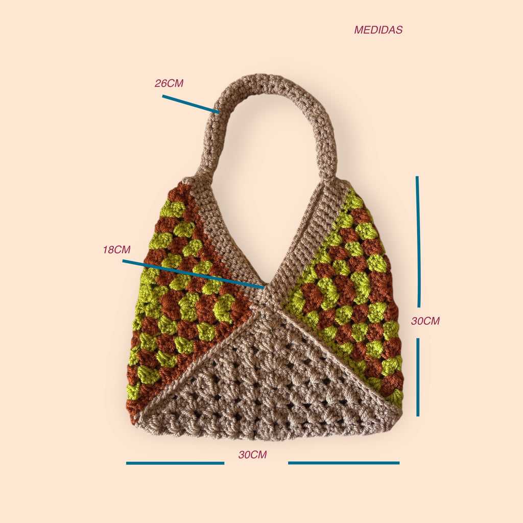 BOLSO DISEÑO GRANNY TEJIDO A CROCHET