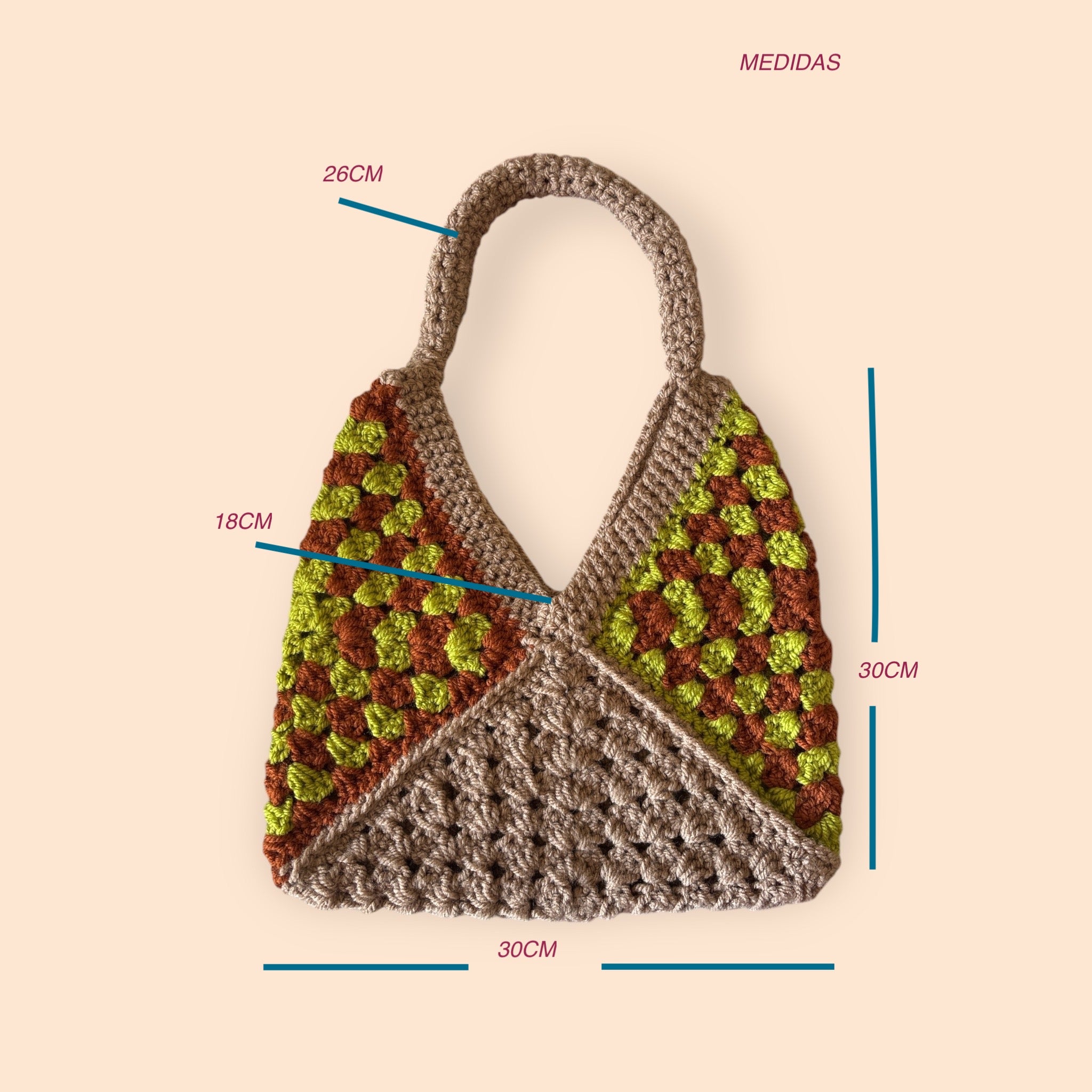 BOLSO DISEÑO GRANNY TEJIDO A CROCHET