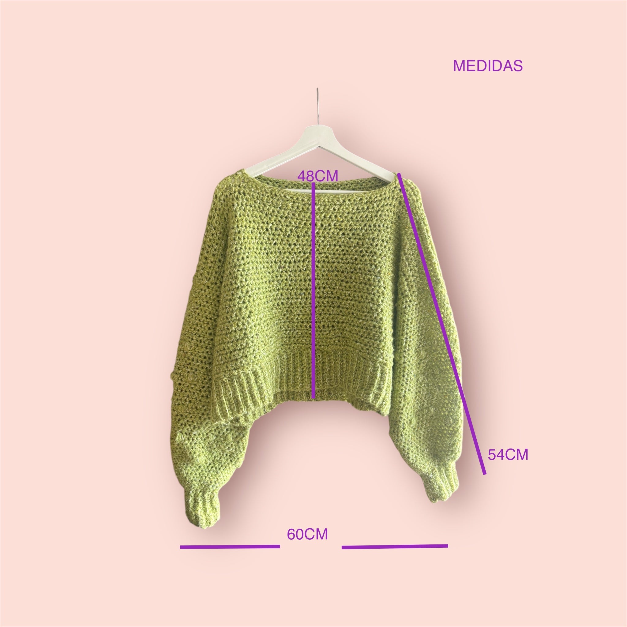 Jersey Crochet Cropped Verde Oliva