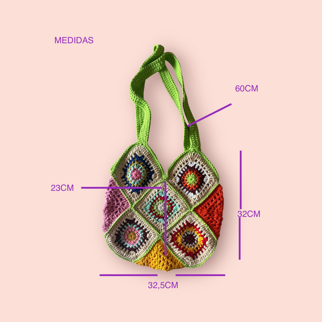 BOLSO DISEÑO GRANNY HECHO A MANO