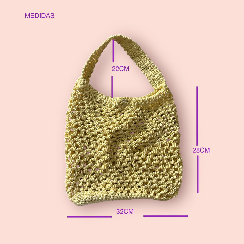 BOLSO CALADO TEJIDO A CROCHET DE HILO AMARILLO