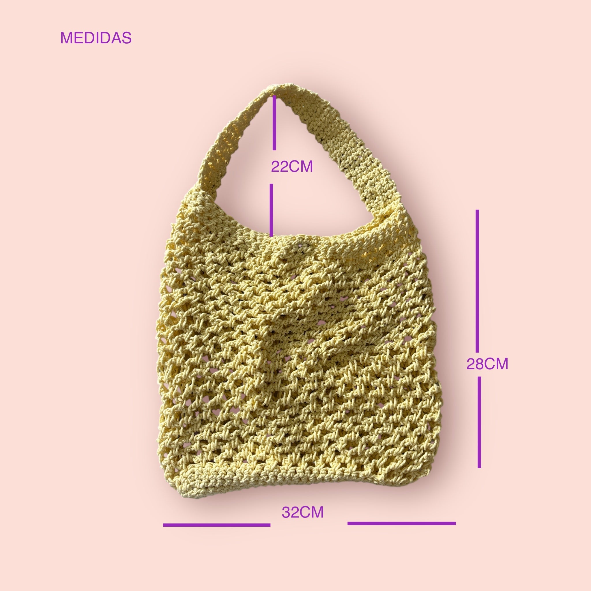 BOLSO CALADO TEJIDO A CROCHET DE HILO AMARILLO