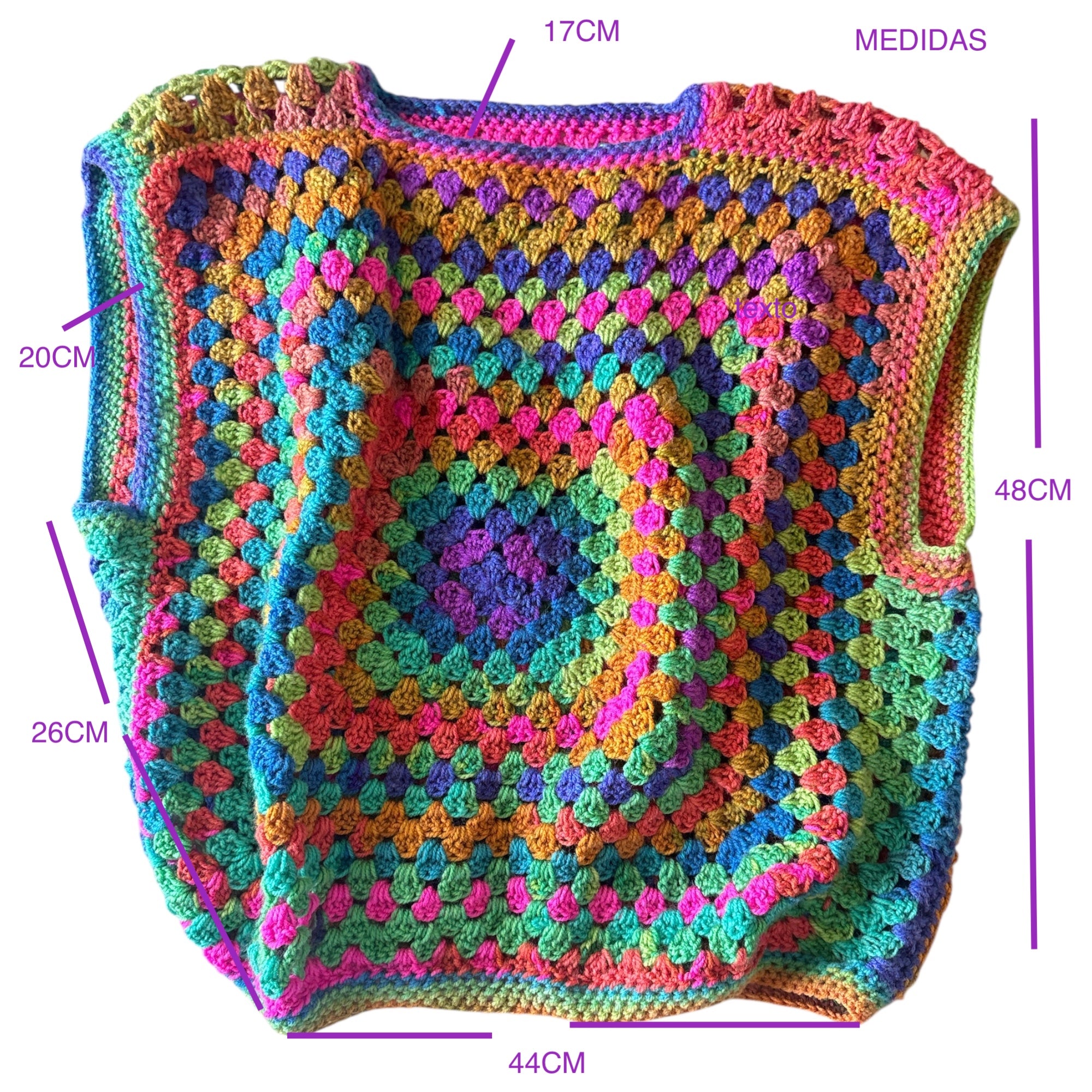 Chaleco Crochet Granny Square Multicolor
