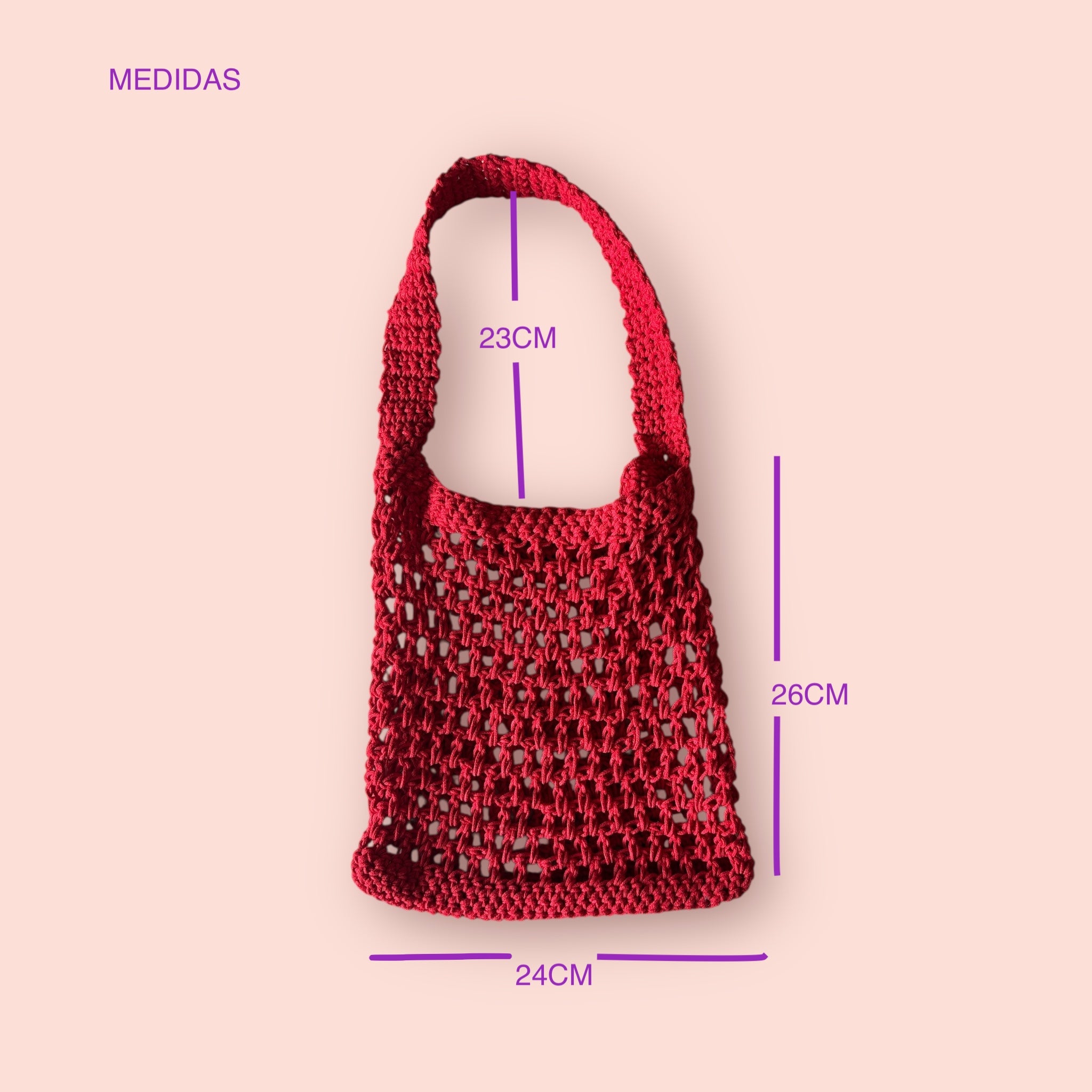 BOLSO CALADO TEJIDO A CROCHET ROJO