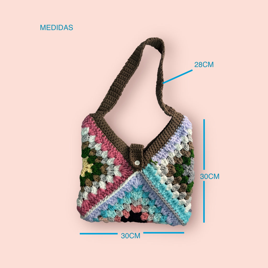 BOLSO DISEÑO GRANNY TEJIDO A CROCHET