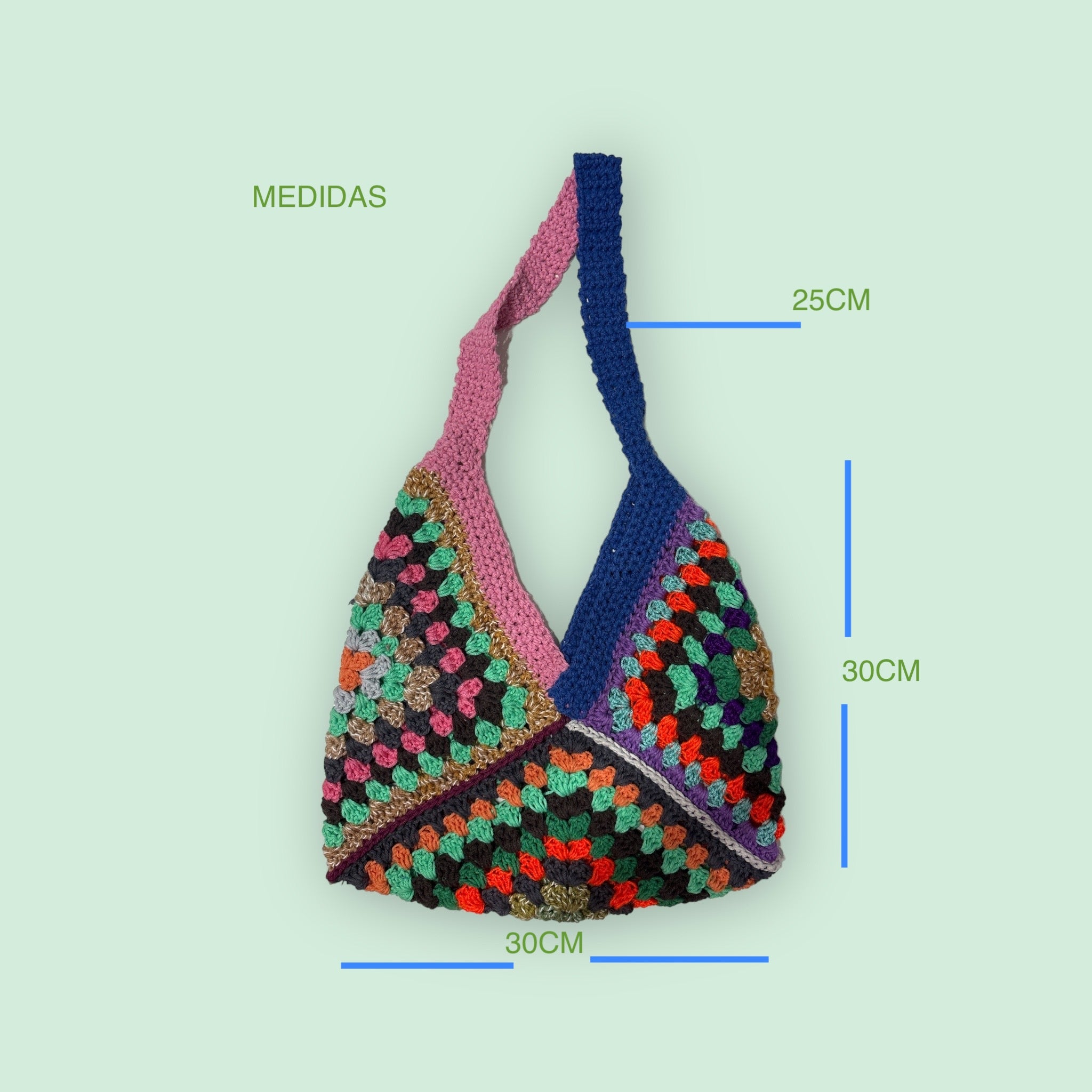 BOLSO DISEÑO GRANNY TEJIDO A CROCHET