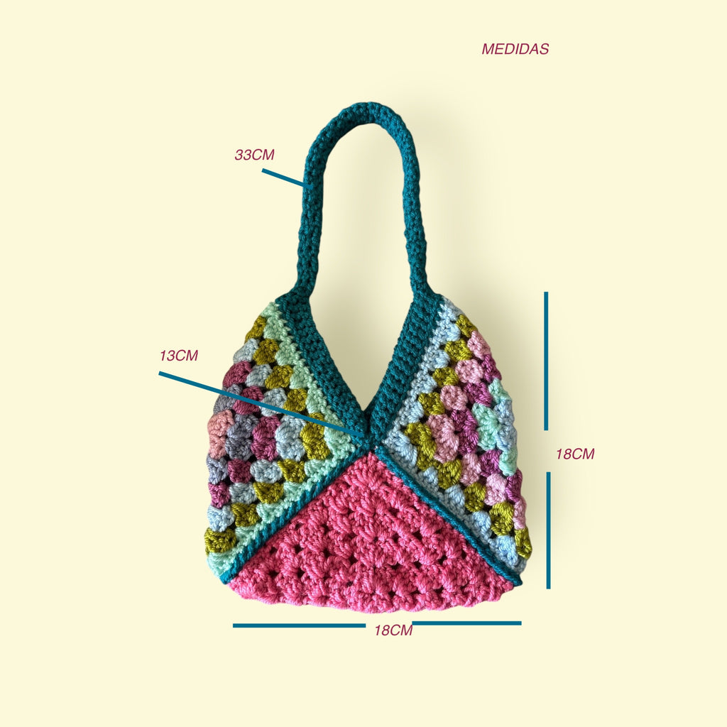 BOLSO DISEÑO GRANNY TEJIDO A MANO