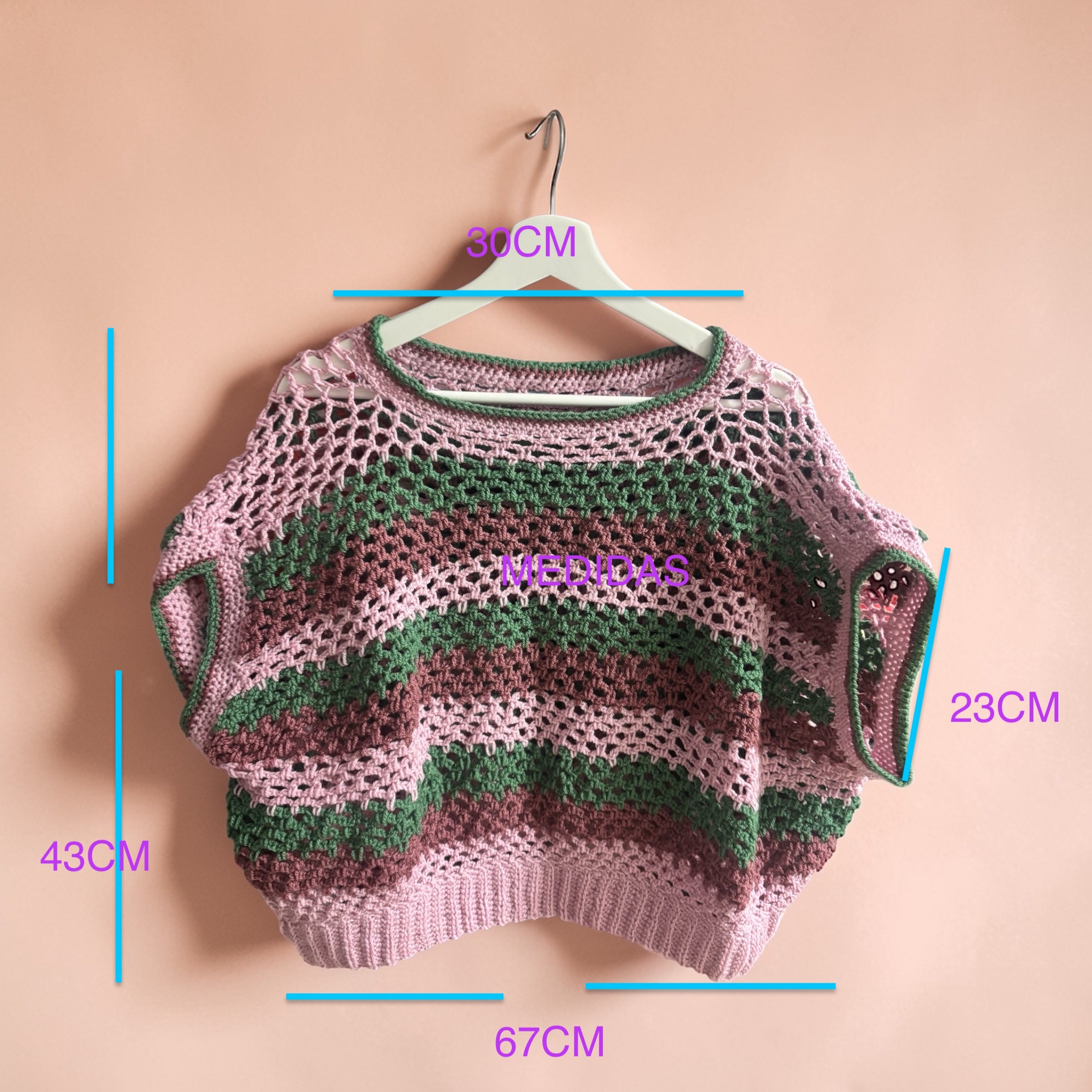 Top Crochet Granny Tricolor Boho