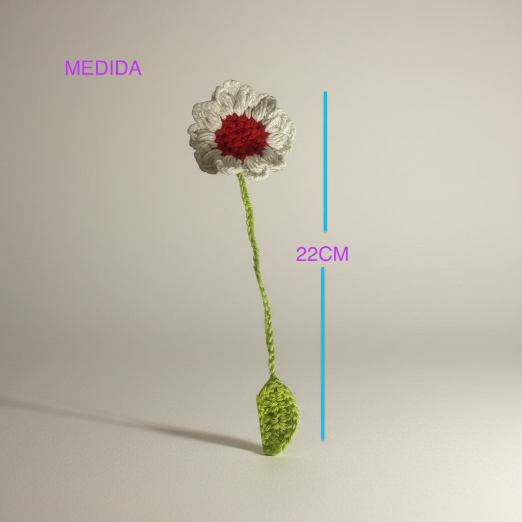 Marca página tejido a crochet diseño flor de hilo