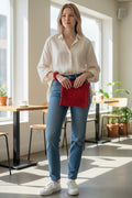 Bolso Crochet Rojo Asa Trenzada