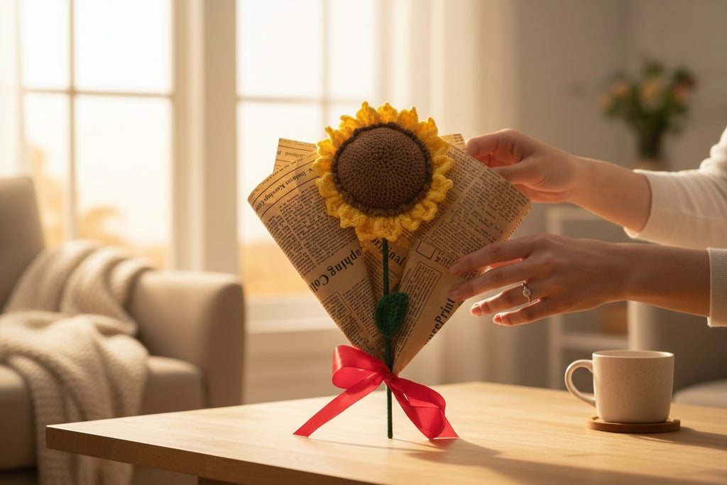 flor de girasol en crochet – flor eterna hecha a mano