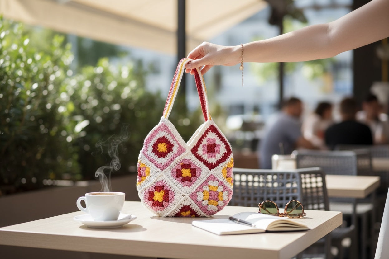 BOLSO DISEÑO GRANNY HECHO A MANO