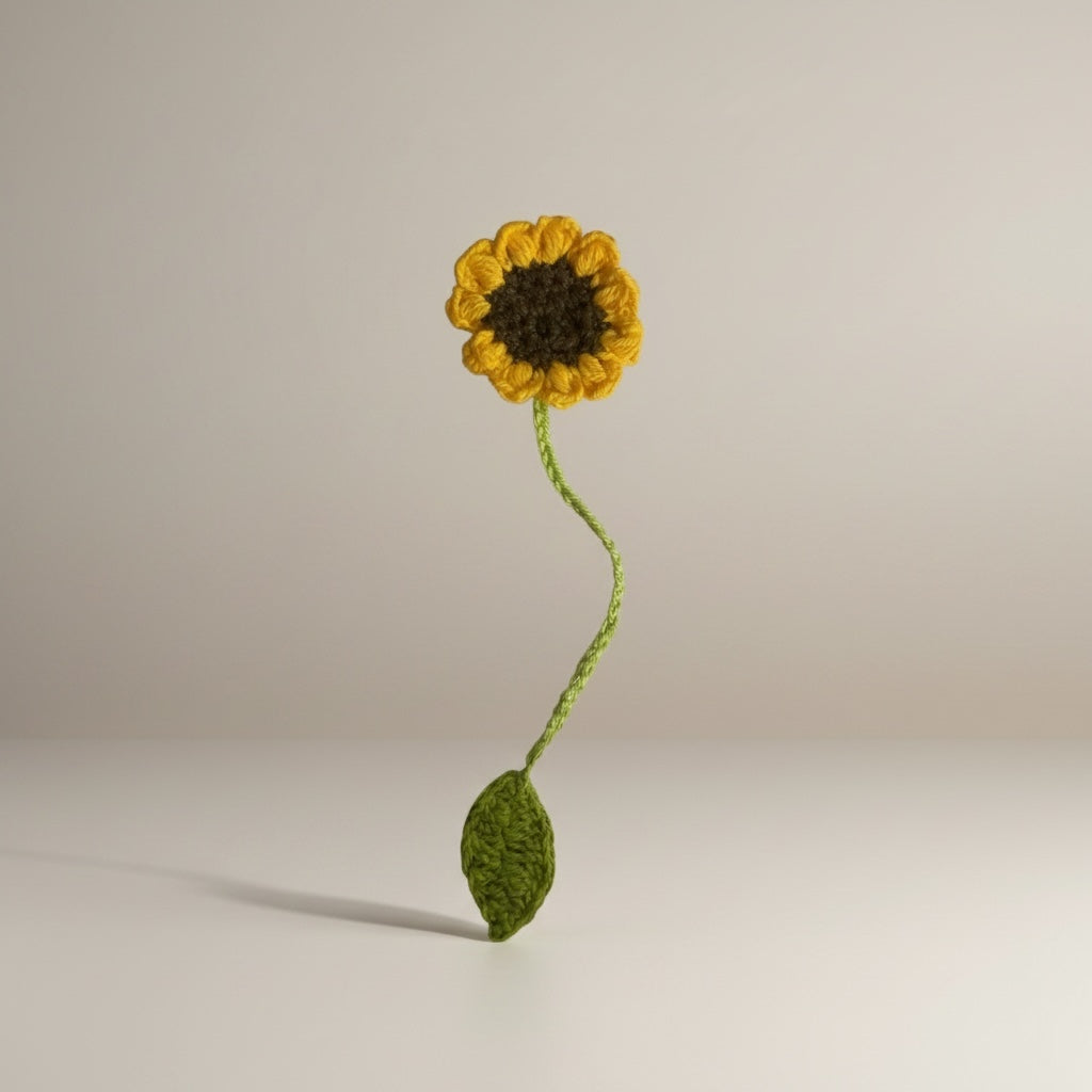 Marca Página tejido a crochet diseño Girasol