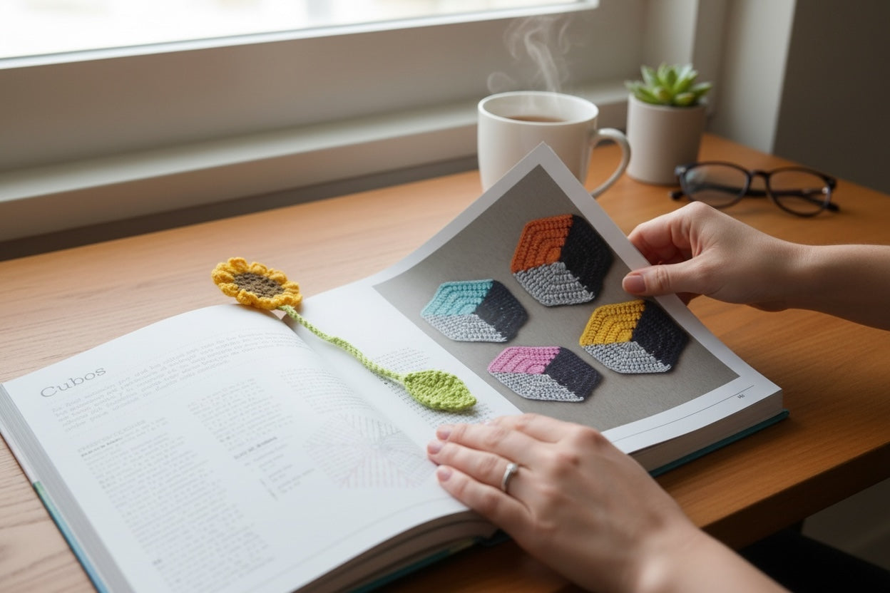 Marca Página tejido a crochet diseño Girasol