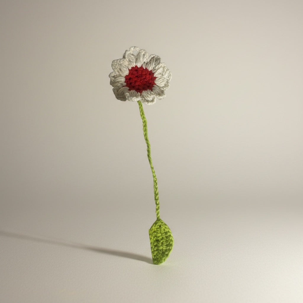 Marca página tejido a crochet diseño flor de hilo