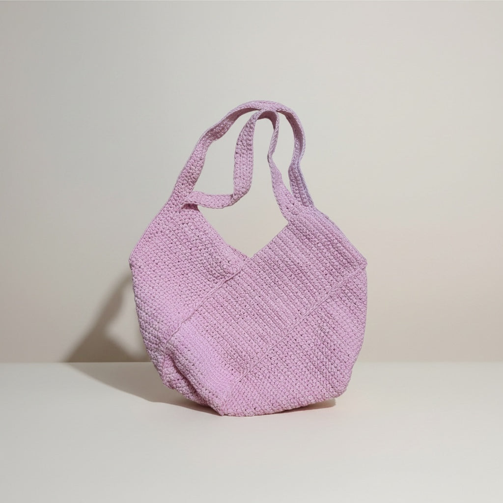 Bolso tejido a crochet color Rosa pastel