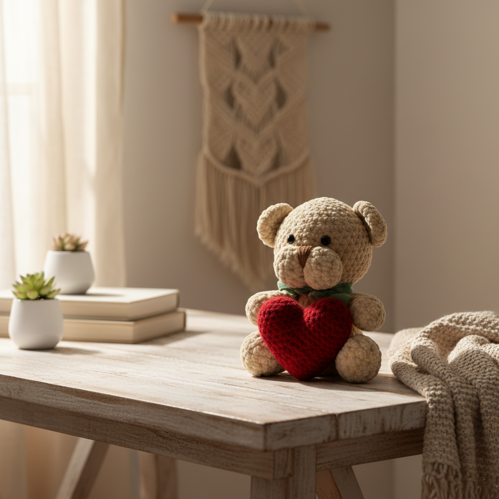 Amigurumi osito como decoración de escritorio