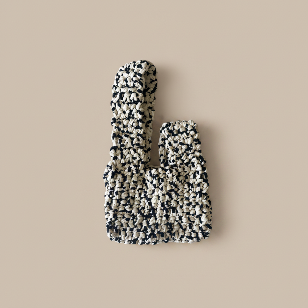 Black & White Chunky Crochet Bag Professional Shot