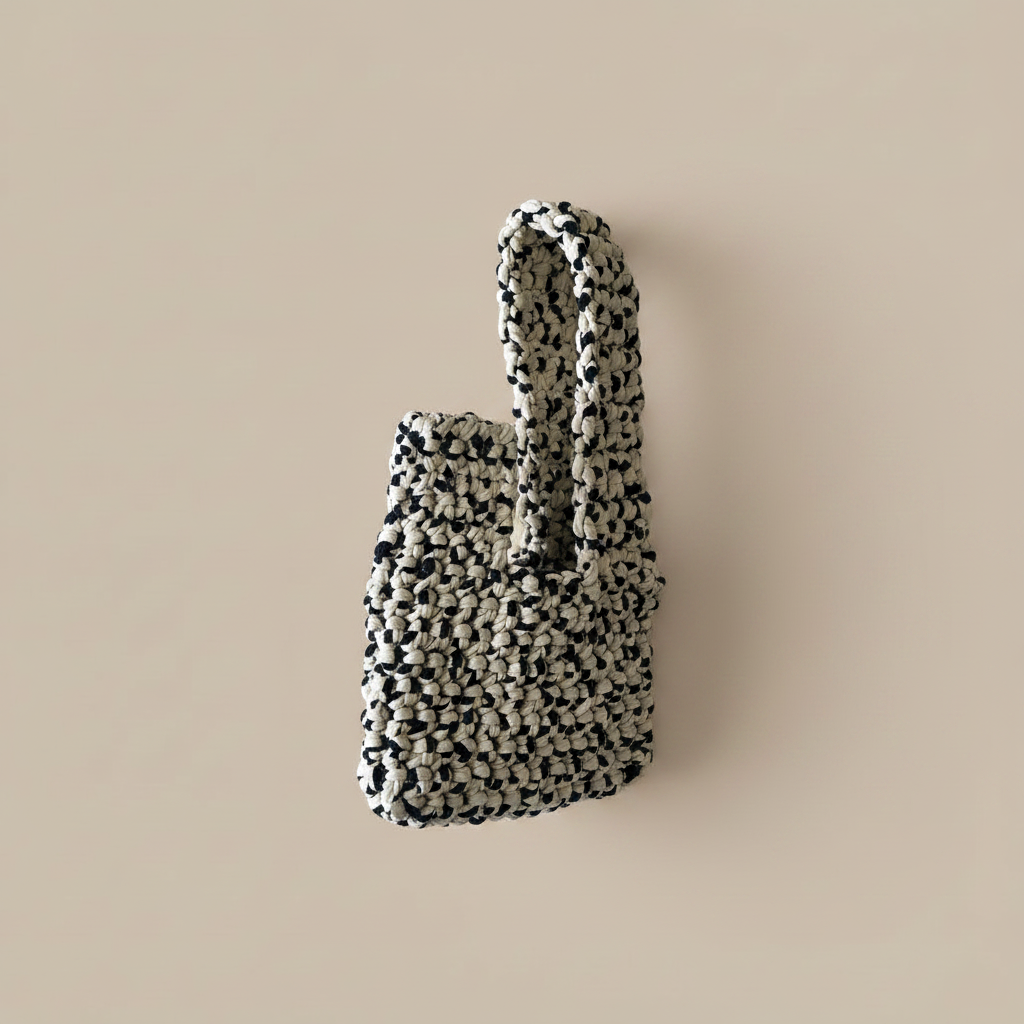 Black & White Crochet Bag Turned Left