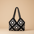 Black & White Crochet Tote — Square Format