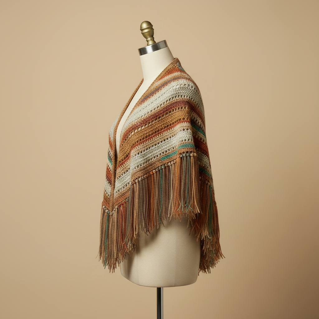 Boho Crochet Open Poncho - Mannequin Turned Left