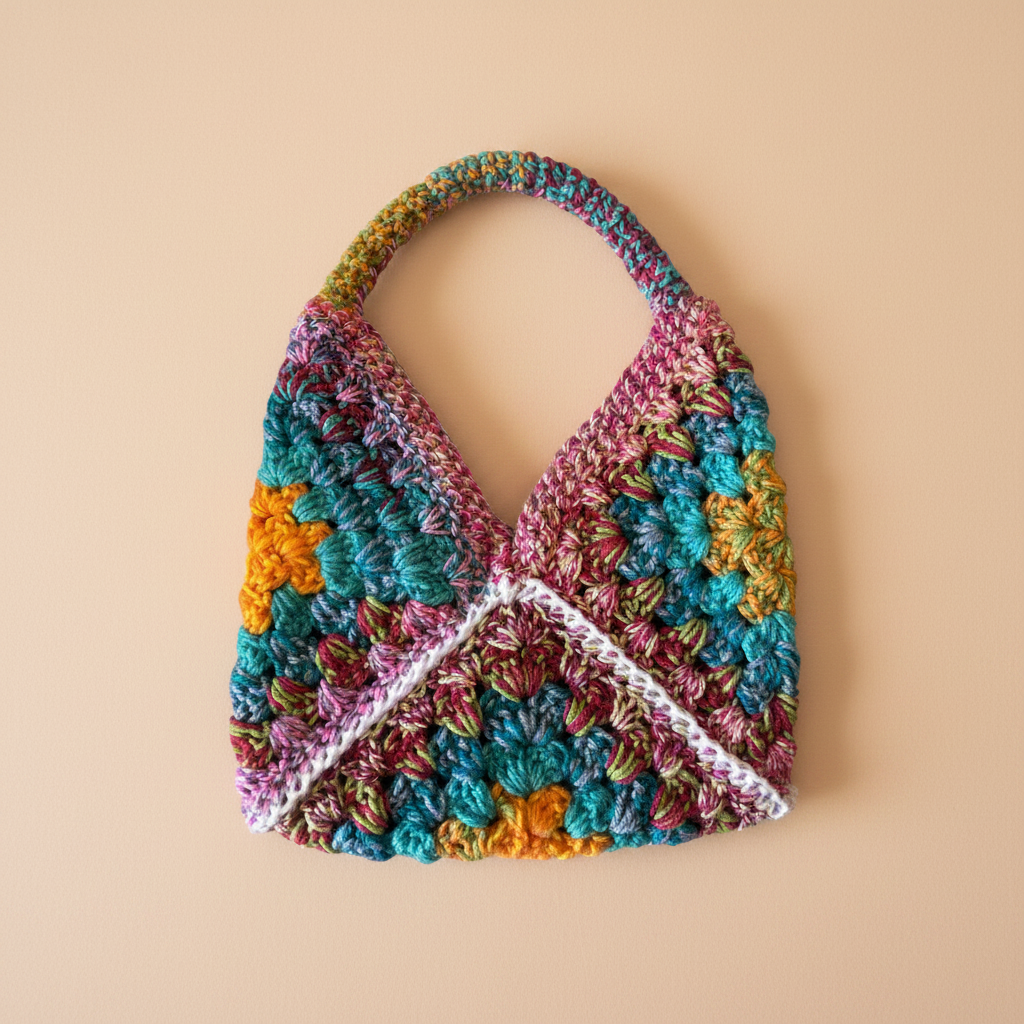 Bolso crochet boho - fondo beige
