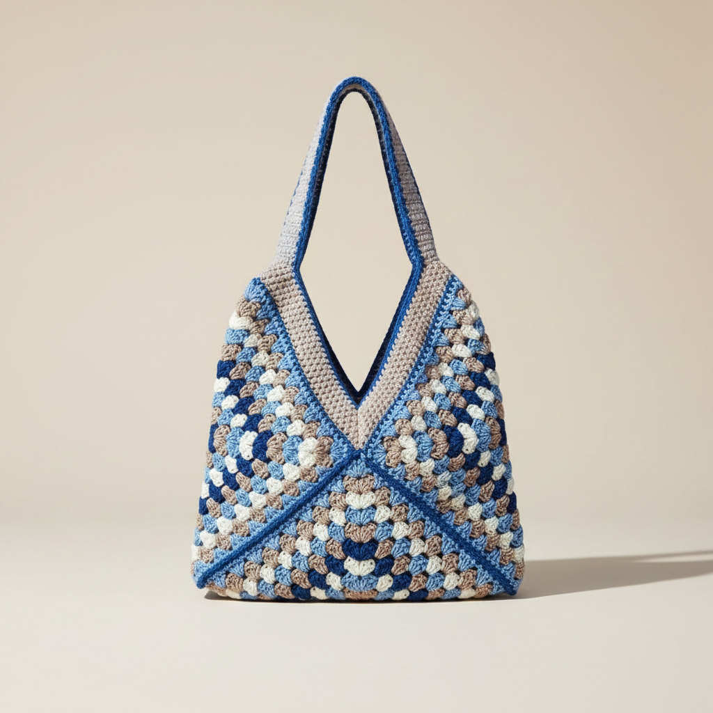 Bolso crochet fondo beige profesional