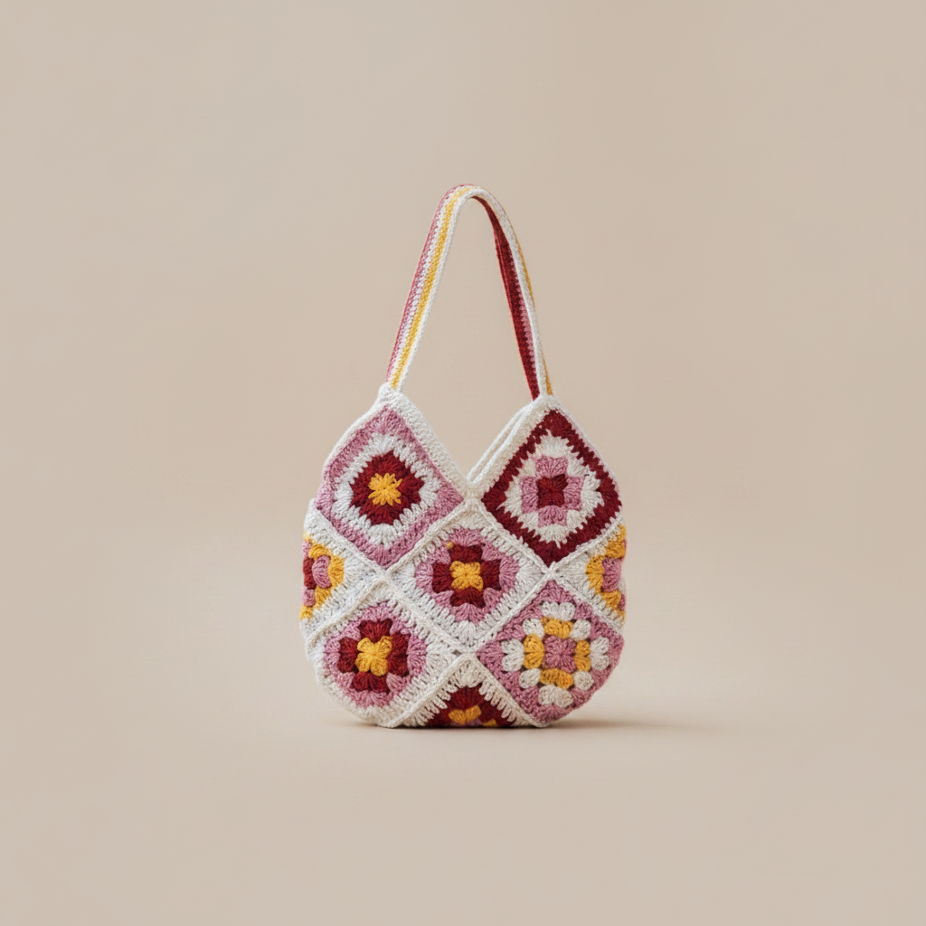 Bolso crochet fondo beige profesional