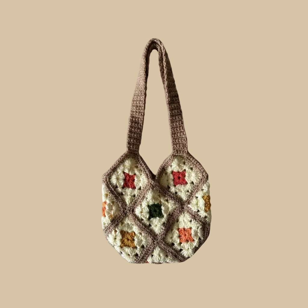 Bolso crochet fondo beige sólido