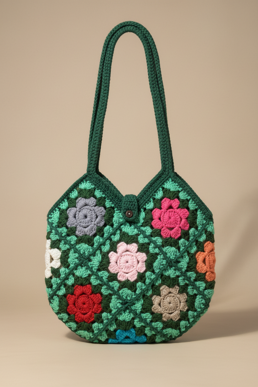 Bolso crochet - fondo beige