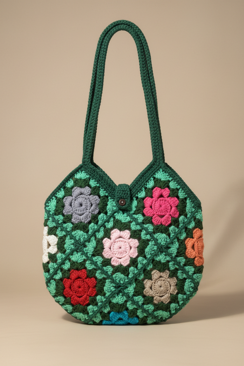 Bolso crochet - fondo beige