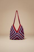 Bolso crochet granny square - fondo beige