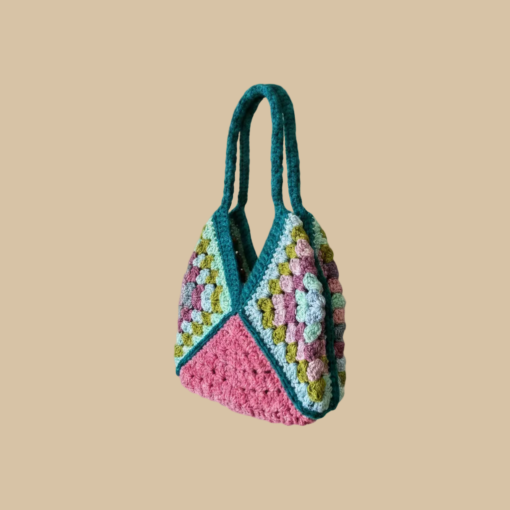Bolso crochet granny square - girado a la izquierda