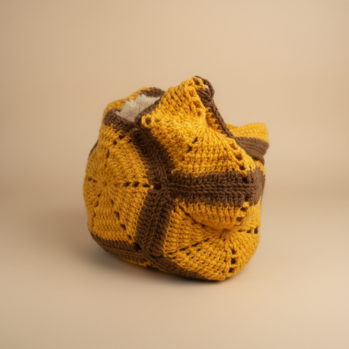 Bolso crochet - ángulo 3/4 fondo beige