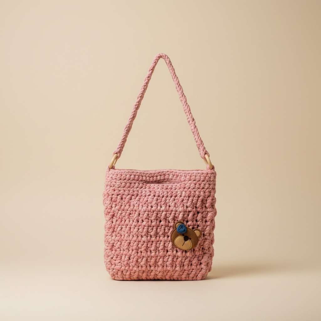 Bolso crochet rosa - foto profesional