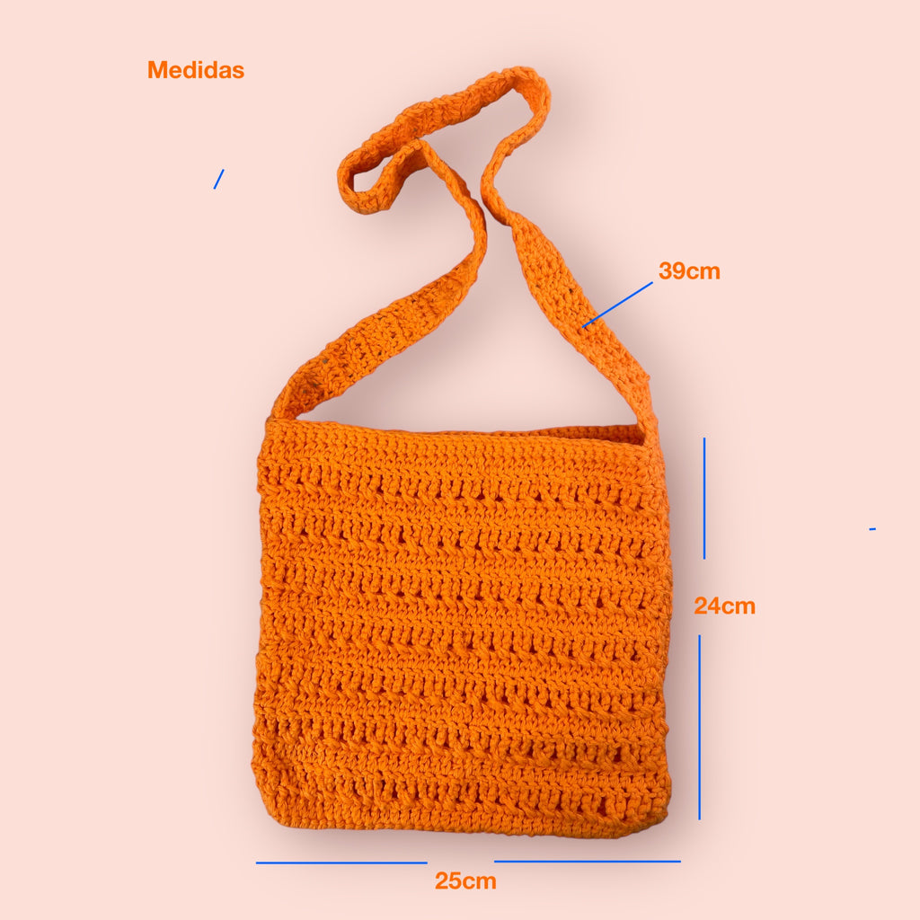 BOLSO TEJIDO A CROCHET COLOR NARANJA