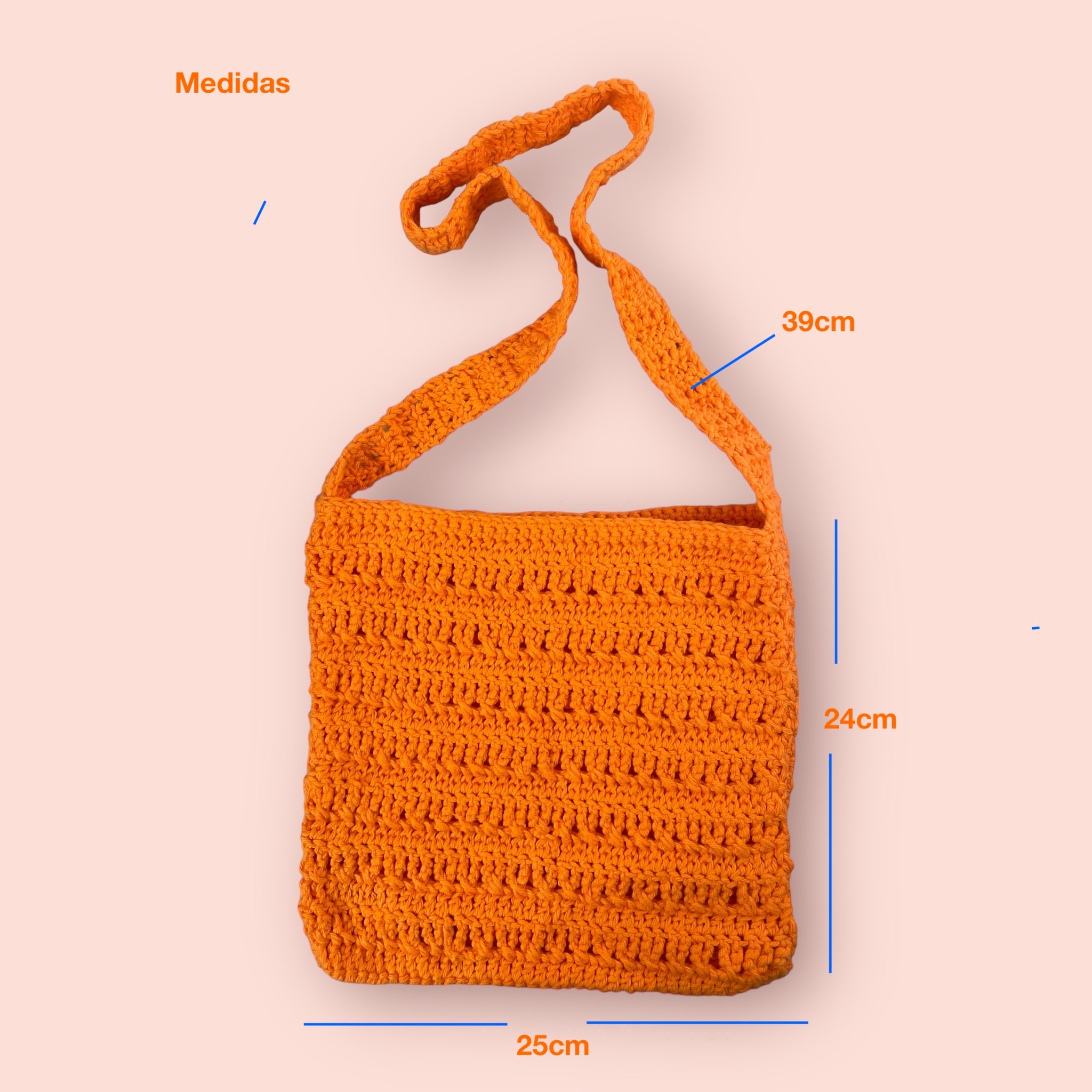 BOLSO TEJIDO A CROCHET COLOR NARANJA
