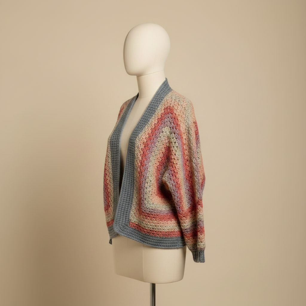 Cardigan crochet - vista 3/4 izquierda