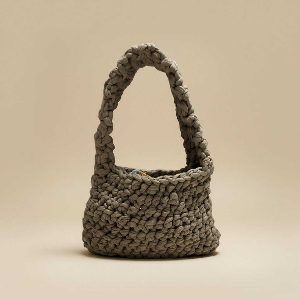 Chunky Natural Crochet Bag Professional Shot