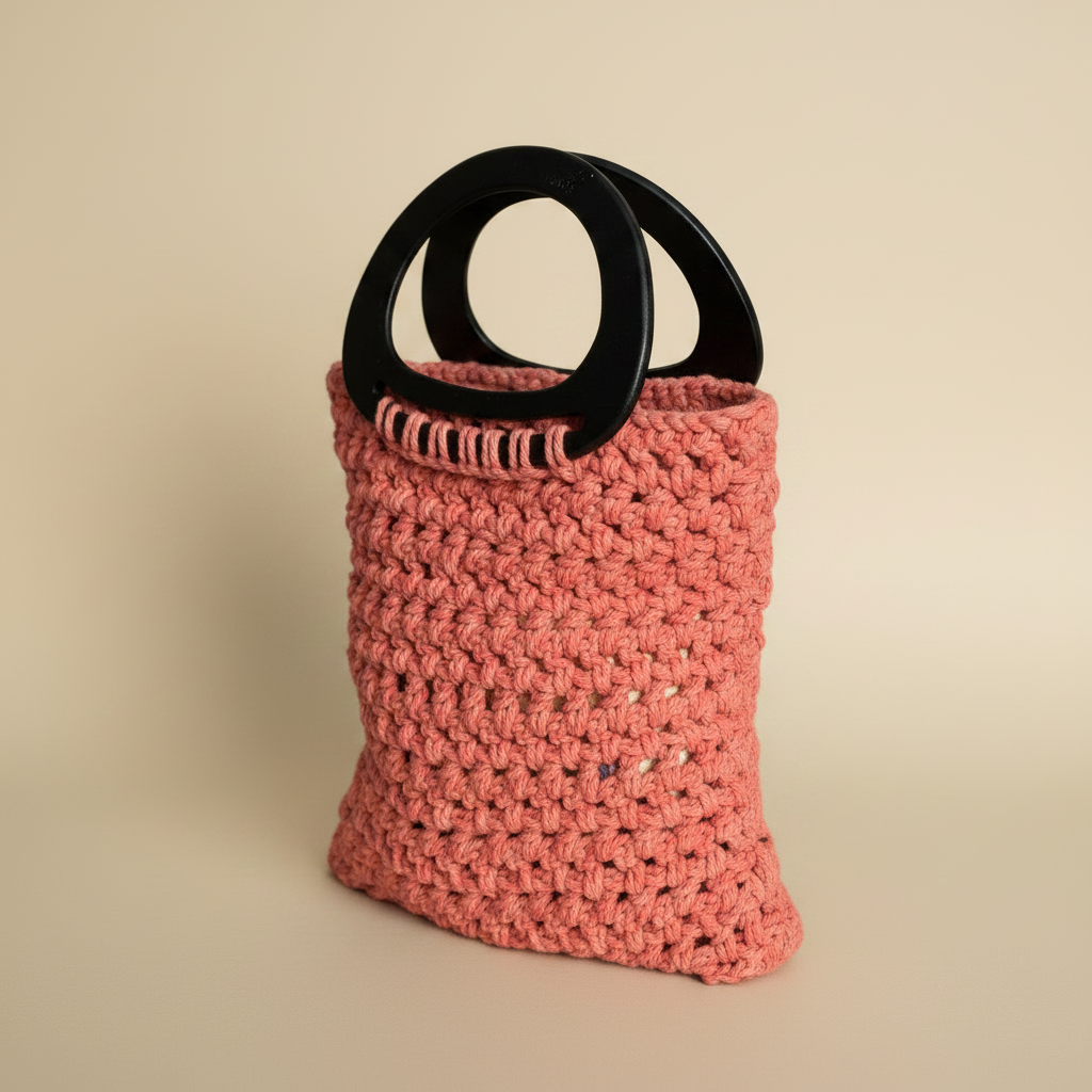 Coral Crochet Bag — 3/4 Turn Photoshoot