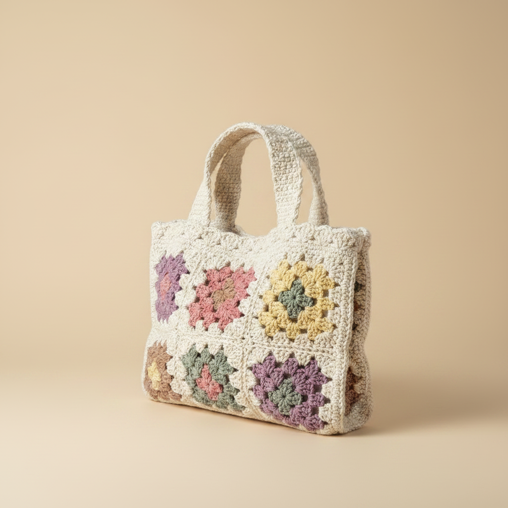 Crochet Bag 3/4 Studio Shot