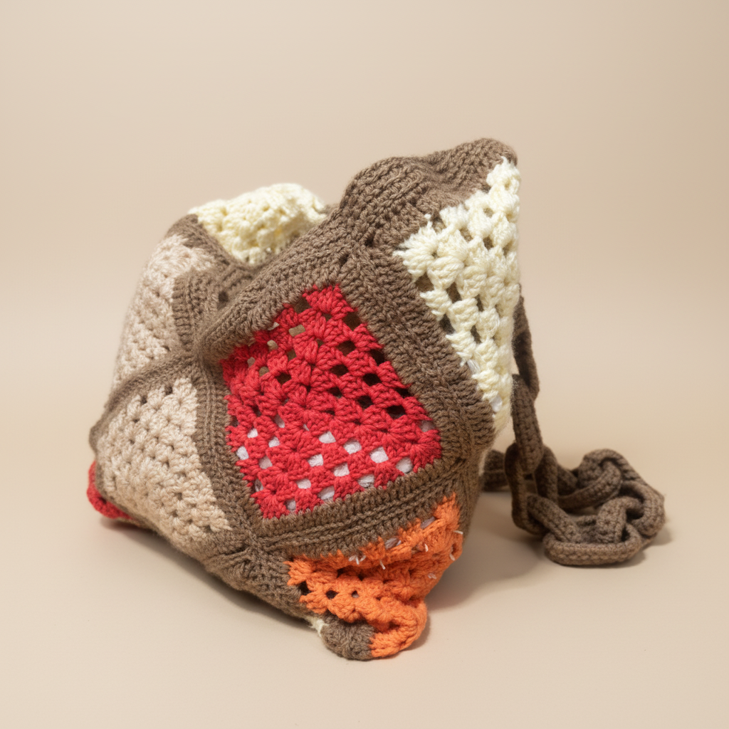 Crochet Bag – 3/4 View Beige Background