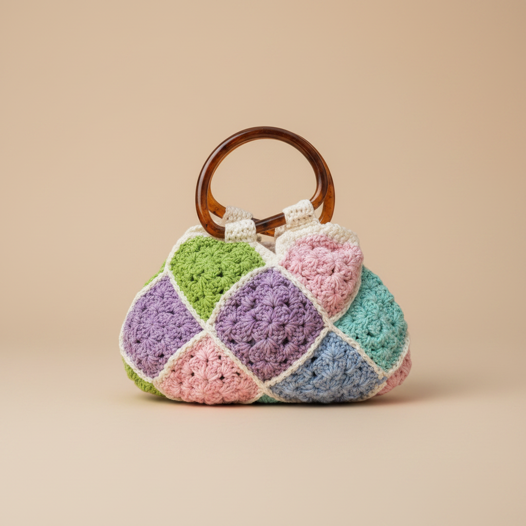 Crochet Bag — Beige Background