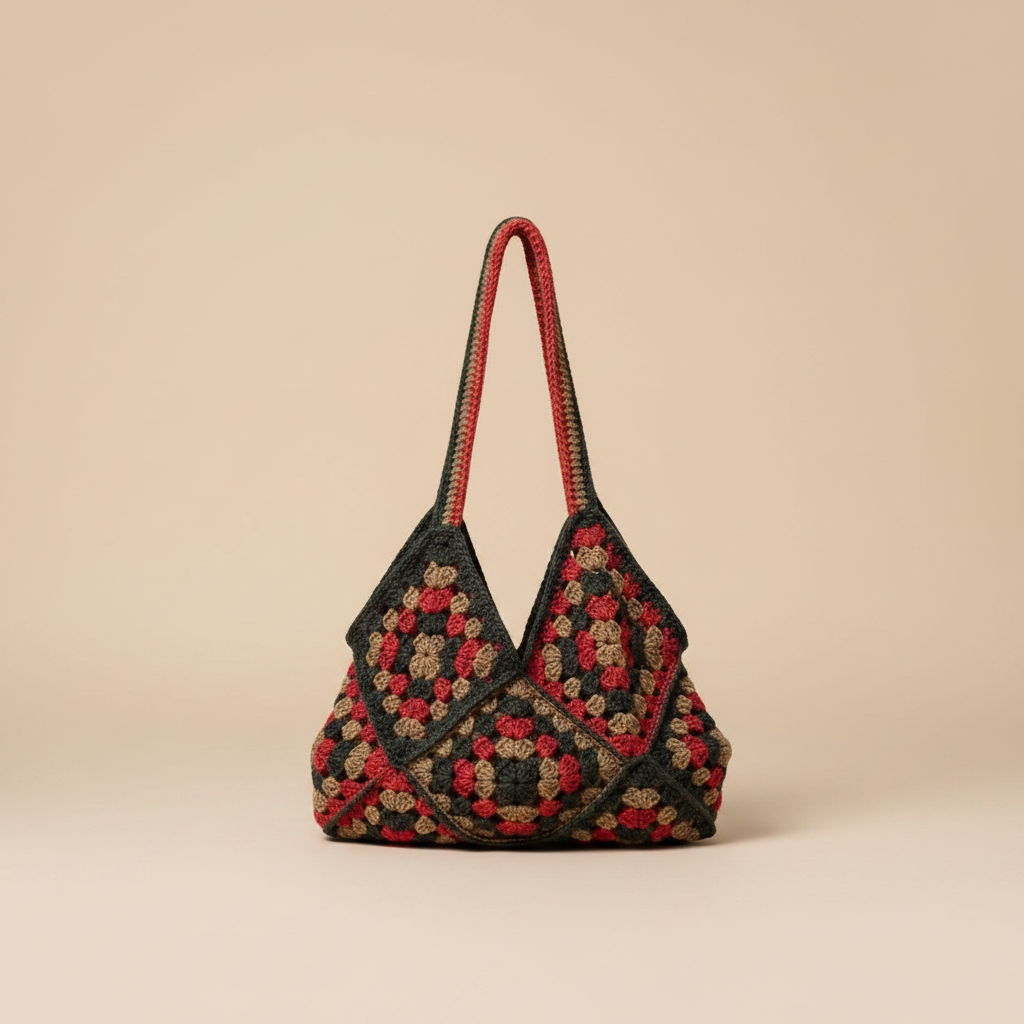 Crochet Bag — Beige Studio Shot