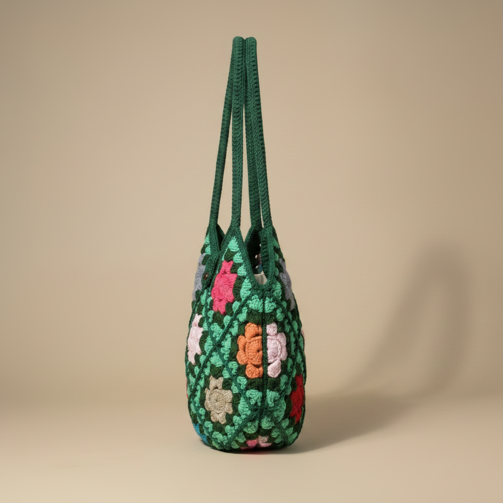 Crochet bag turned left