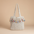 Crochet Beach Tote – Beige Background