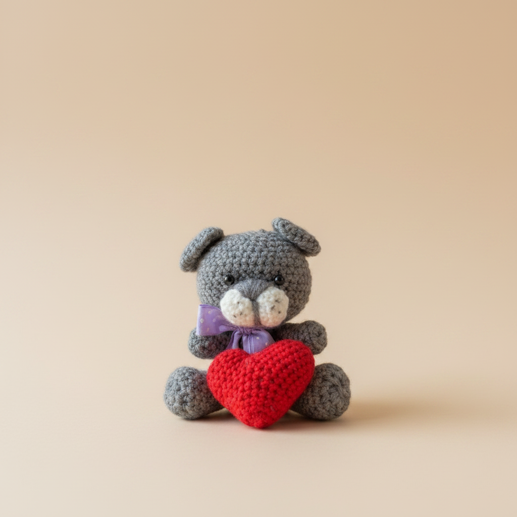 Crochet Bear — Professional Beige Background