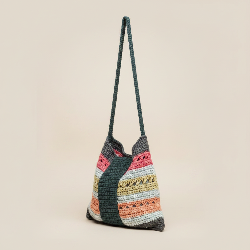 Crochet Boho Bag – Turned Left 3/4 View