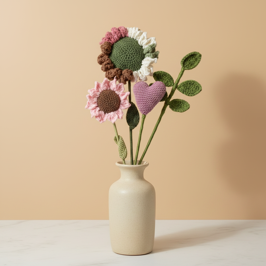 Crochet Bouquet in Flower Base