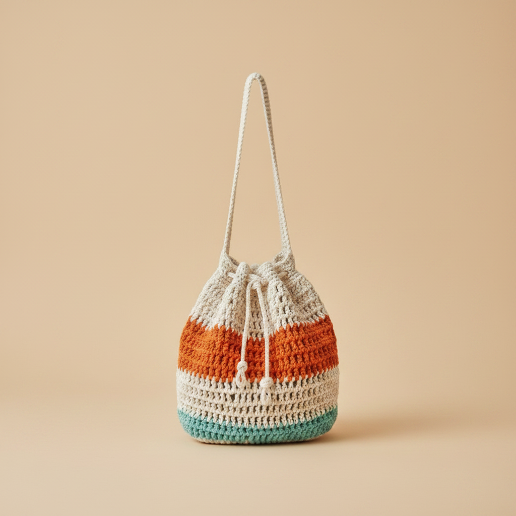 Crochet Bucket Bag — Studio Shot